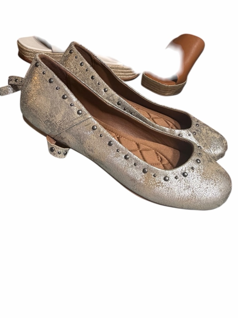 Free People Silver Metallic Studded Ballet Flats - Picture 9 of 13